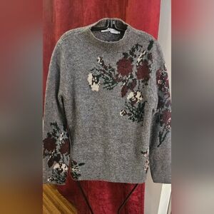 Simons Charcoal Floral Knit Sweater